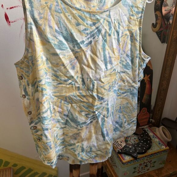 CHARLIE B Blue and Yellow Tropical Tank Top XL - Picture 5 of 16